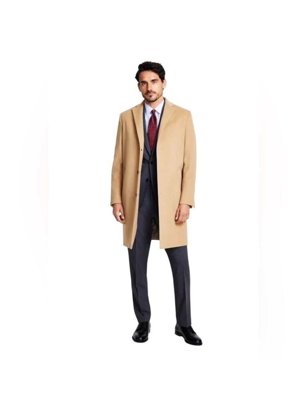 Brooks Brothers Men's Beige Wool Lined Logo Three-Button Jacket Coat Size 40R